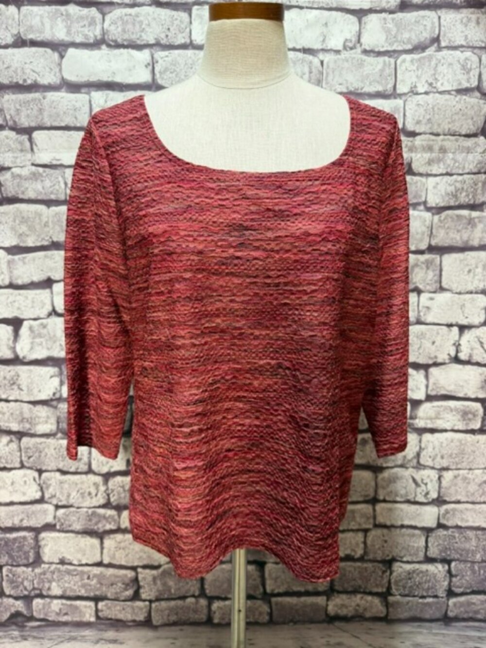 J. Jill Pink & Red Scoop Neck Top Size L